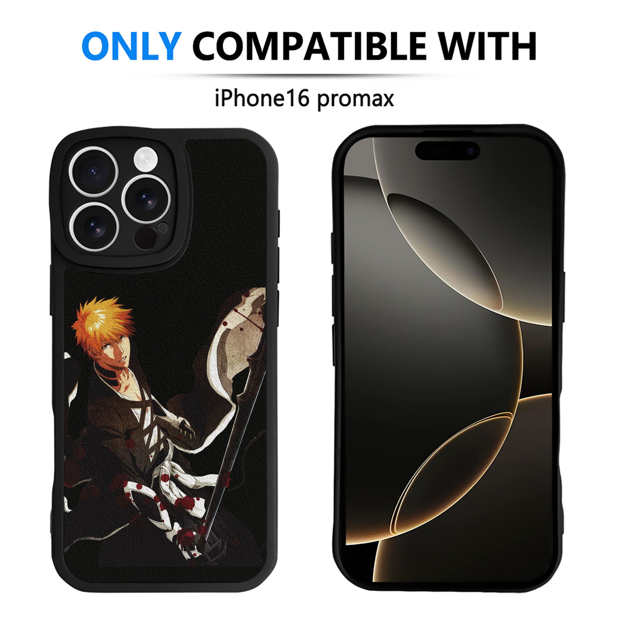 ブリーチ 黒崎一護（くろさき いちご）BLEACH Kurosaki Ichigo 【iPhone 16シリーズ対応】シリコンスマホケース（レザー調） 材質：シリコン